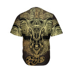 Golden Spiritual Elephant Print Men's Baseball Jersey