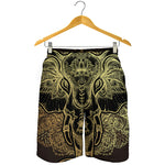 Golden Spiritual Elephant Print Men's Shorts