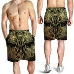Golden Spiritual Elephant Print Men's Shorts