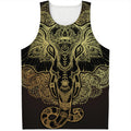Golden Spiritual Elephant Print Men's Tank Top