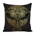 Golden Spiritual Elephant Print Pillow Cover