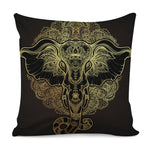 Golden Spiritual Elephant Print Pillow Cover