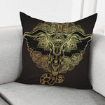 Golden Spiritual Elephant Print Pillow Cover