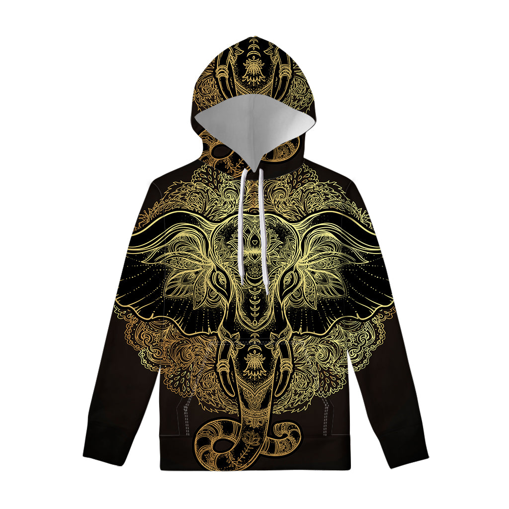 Golden Spiritual Elephant Print Pullover Hoodie