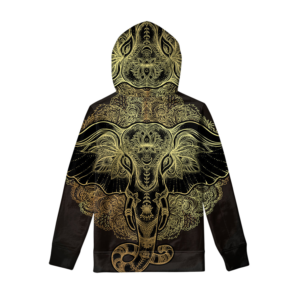 Golden Spiritual Elephant Print Pullover Hoodie