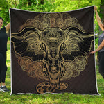 Golden Spiritual Elephant Print Quilt