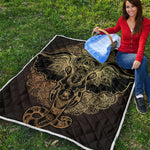 Golden Spiritual Elephant Print Quilt