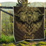 Golden Spiritual Elephant Print Quilt