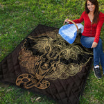 Golden Spiritual Elephant Print Quilt
