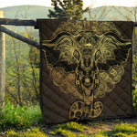 Golden Spiritual Elephant Print Quilt