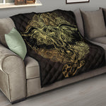 Golden Spiritual Elephant Print Quilt