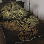 Golden Spiritual Elephant Print Quilt Bed Set
