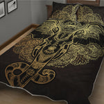 Golden Spiritual Elephant Print Quilt Bed Set