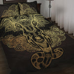 Golden Spiritual Elephant Print Quilt Bed Set