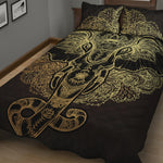 Golden Spiritual Elephant Print Quilt Bed Set