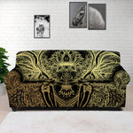 Golden Spiritual Elephant Print Sofa Cover