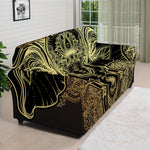 Golden Spiritual Elephant Print Sofa Cover