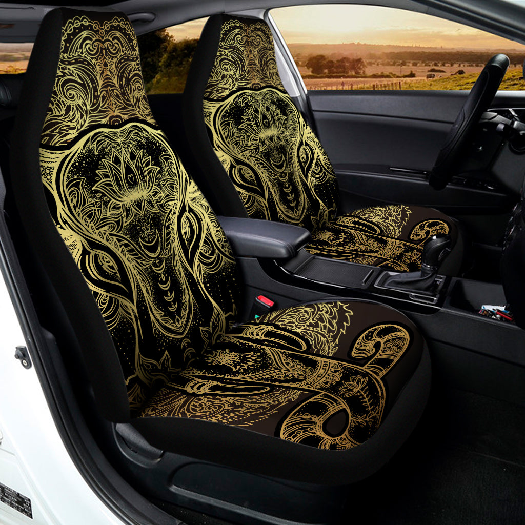 Golden Spiritual Elephant Print Universal Fit Car Seat Covers