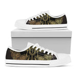 Golden Spiritual Elephant Print White Low Top Shoes