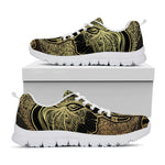 Golden Spiritual Elephant Print White Sneakers