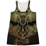 Golden Spiritual Elephant Print Women's Racerback Tank Top
