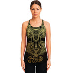 Golden Spiritual Elephant Print Women's Racerback Tank Top