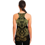 Golden Spiritual Elephant Print Women's Racerback Tank Top