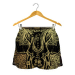 Golden Spiritual Elephant Print Women's Shorts