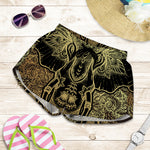 Golden Spiritual Elephant Print Women's Shorts