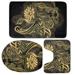 Golden Spiritual Koi Carp Print 3 Piece Bath Mat Set