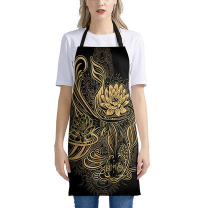 Golden Spiritual Koi Carp Print Apron