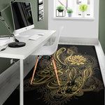 Golden Spiritual Koi Carp Print Area Rug