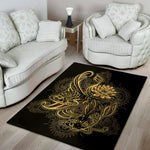 Golden Spiritual Koi Carp Print Area Rug