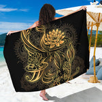 Golden Spiritual Koi Carp Print Beach Sarong Wrap