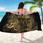Golden Spiritual Koi Carp Print Beach Sarong Wrap