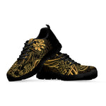 Golden Spiritual Koi Carp Print Black Sneakers