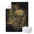 Golden Spiritual Koi Carp Print Blanket