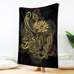 Golden Spiritual Koi Carp Print Blanket