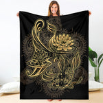 Golden Spiritual Koi Carp Print Blanket
