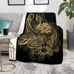 Golden Spiritual Koi Carp Print Blanket