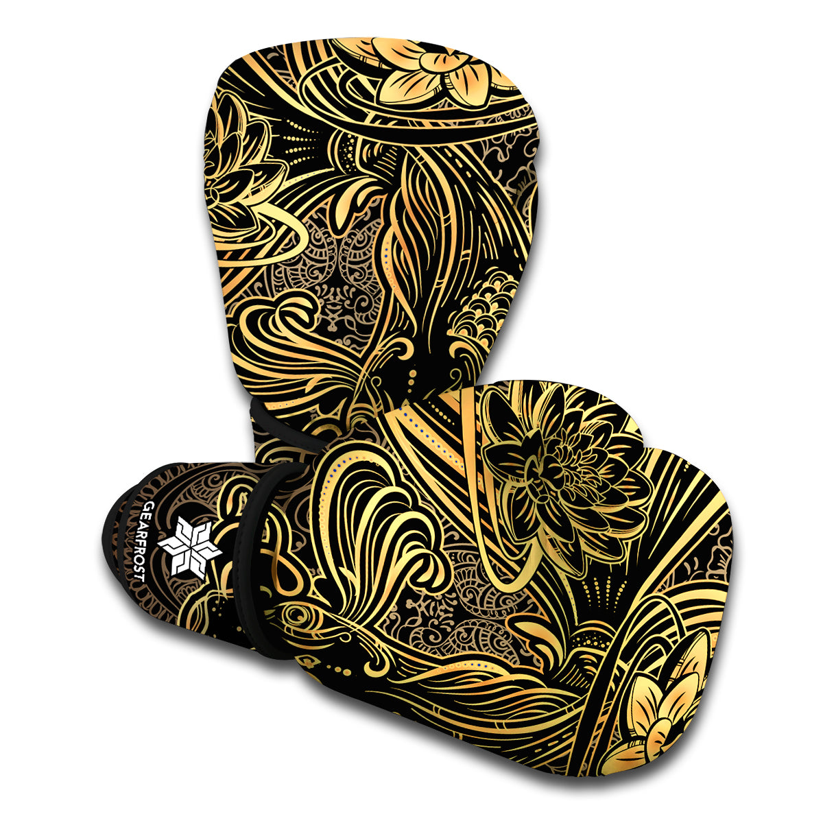 Golden Spiritual Koi Carp Print Boxing Gloves