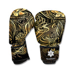 Golden Spiritual Koi Carp Print Boxing Gloves