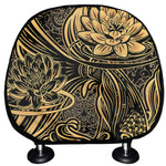 Golden Spiritual Koi Carp Print Car Headrest Covers