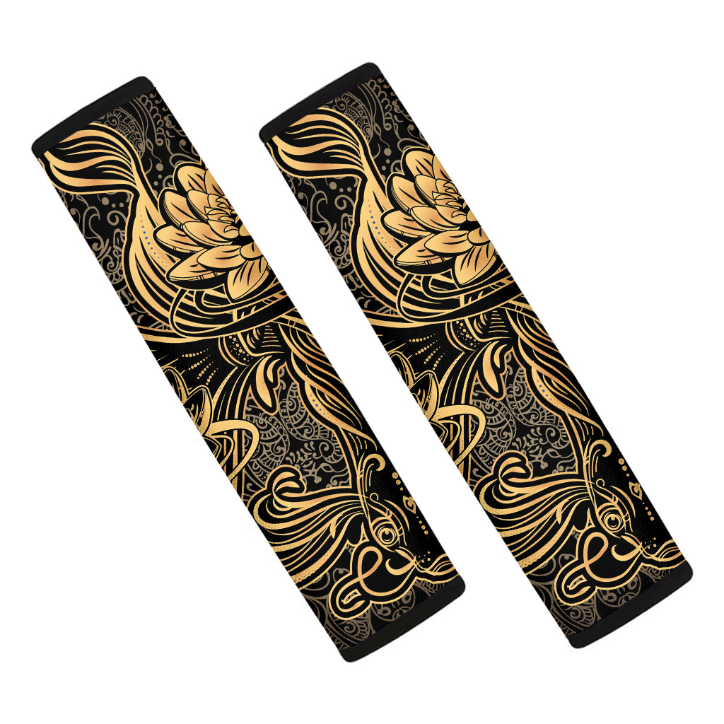 Golden Spiritual Koi Carp Print Car Seat Belt Covers