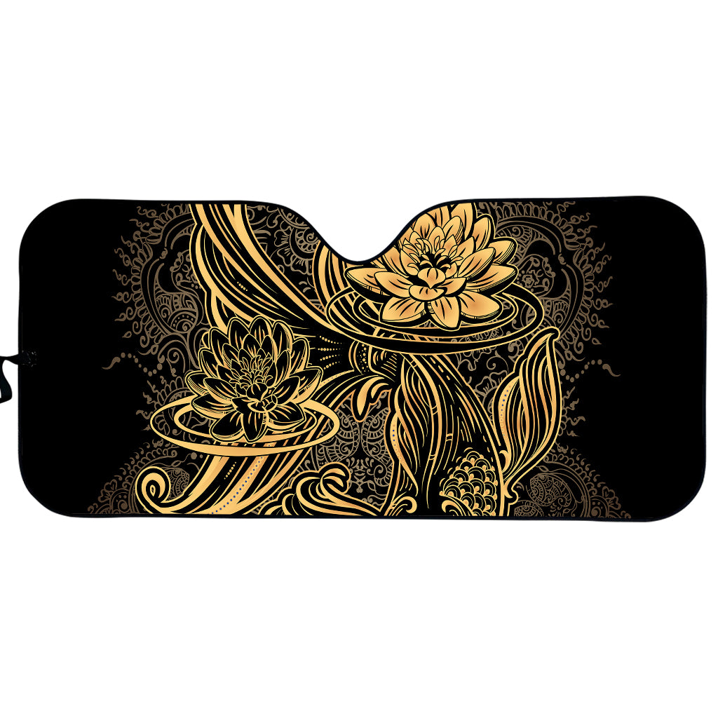 Golden Spiritual Koi Carp Print Car Sun Shade