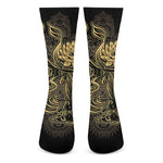 Golden Spiritual Koi Carp Print Crew Socks