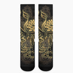 Golden Spiritual Koi Carp Print Crew Socks