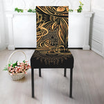 Golden Spiritual Koi Carp Print Dining Chair Slipcover