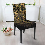 Golden Spiritual Koi Carp Print Dining Chair Slipcover