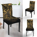 Golden Spiritual Koi Carp Print Dining Chair Slipcover